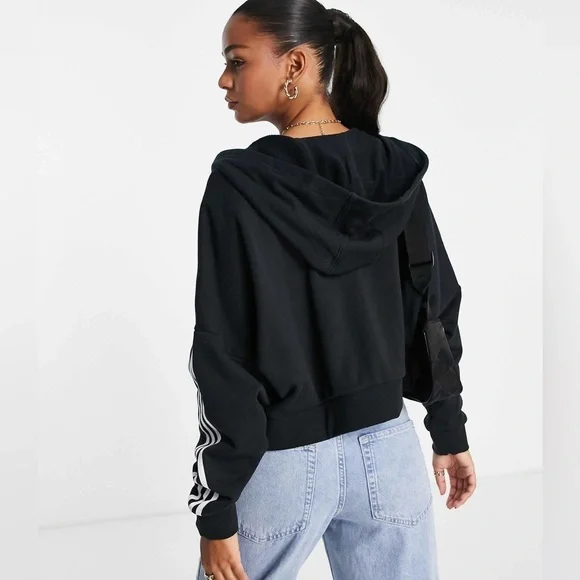 Adidas’s Essentials 3 Stripe Full-zip Hoodie - Black/white - Picture 3 of 5